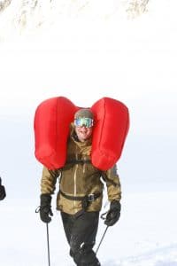 Skier Modeling A Deployed Avalanche Airbag